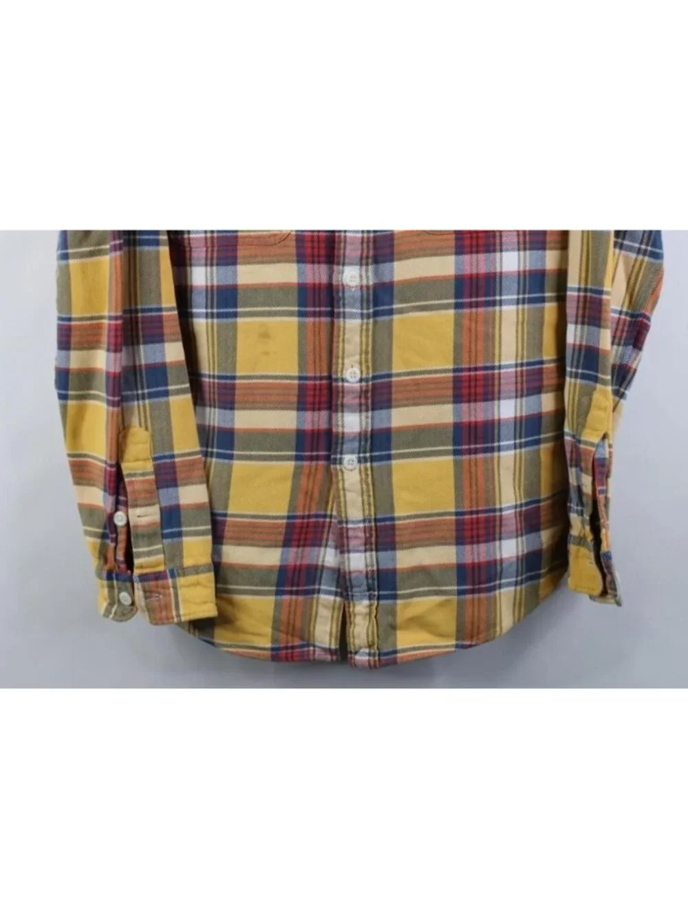 Vtg 90s Ralph Lauren Mens Large Distressed Heavy Flannel Collared Button Shirt